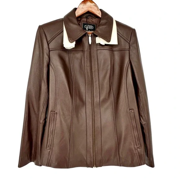 NEW BGSD Lambskin Leather Jacket Miranda Sz XL Dark Chocolate Brown Full Zip NWT - Picture 3 of 15